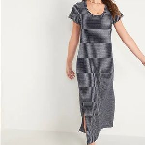 Linen Navy Striped Maxi Dress